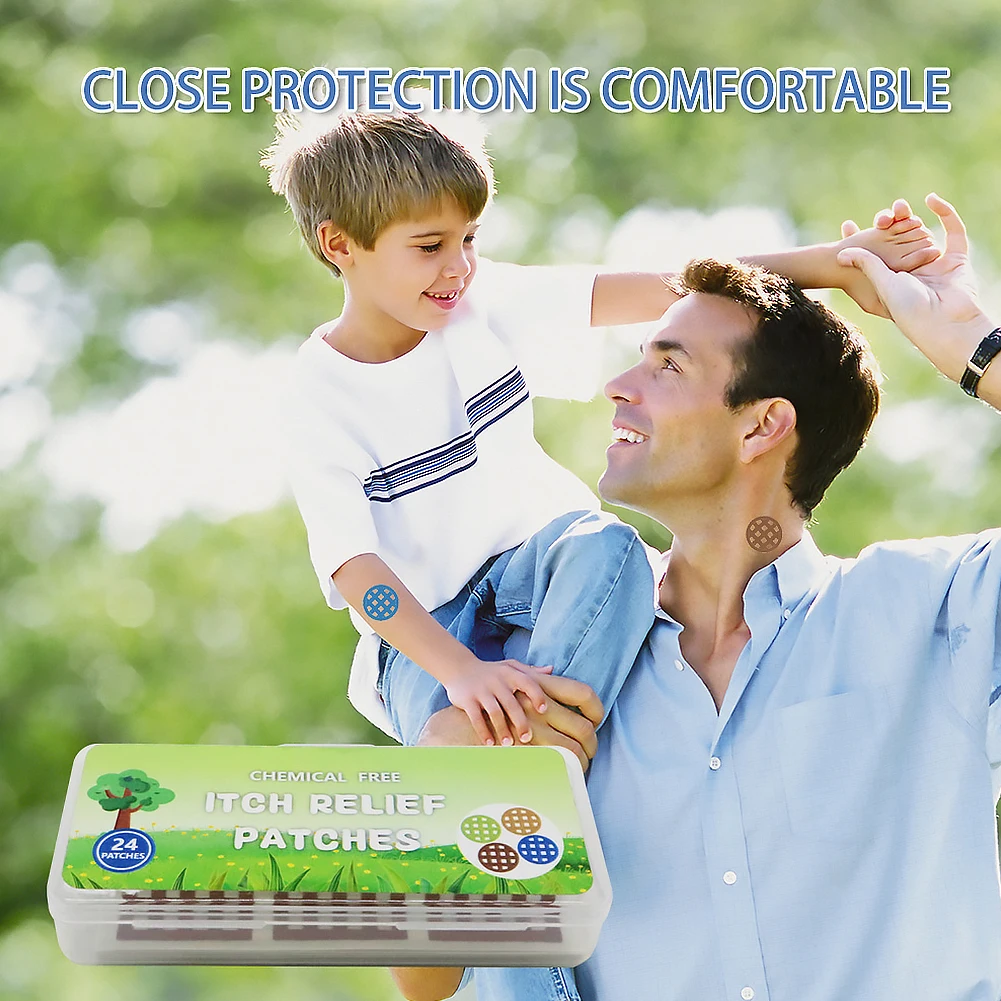 24 رقعة من ملصقات تخفيف لدغة الحشرات الطبيعية، رقعة طبيب صديقة للطفل، مقاومة للماء للسفر والتنزه والتخييم وأنشطة الفناء