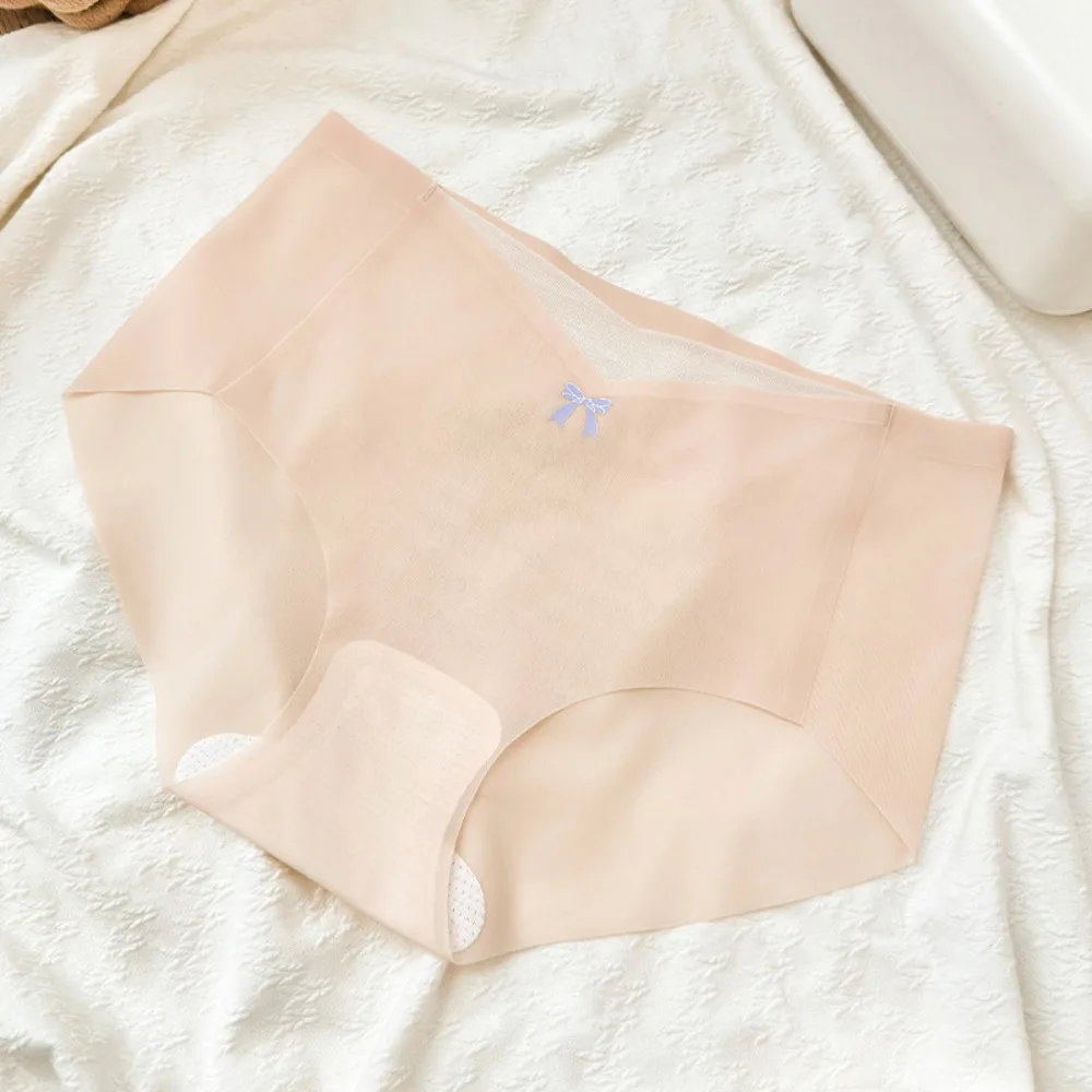 Fashion Transparent Ice Silk Underwear Bow Mid Waist Women Underwear Cotton Crotch Summer Thin Panties Summer Spring