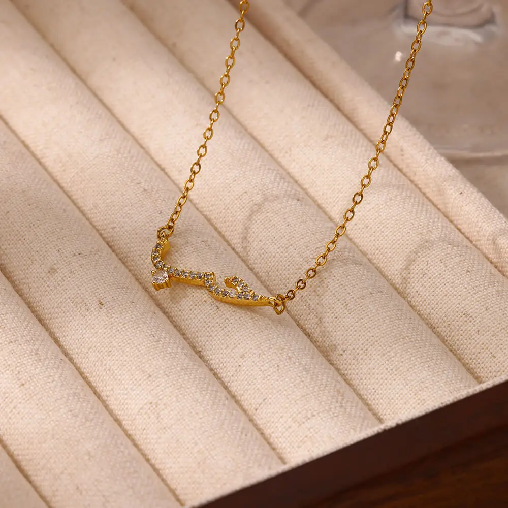 Personalized Arabic Love Letter Pendant Necklace For Women Gold Color Stainless Steel Clavicle Chain Fashion Islamic Jewelry