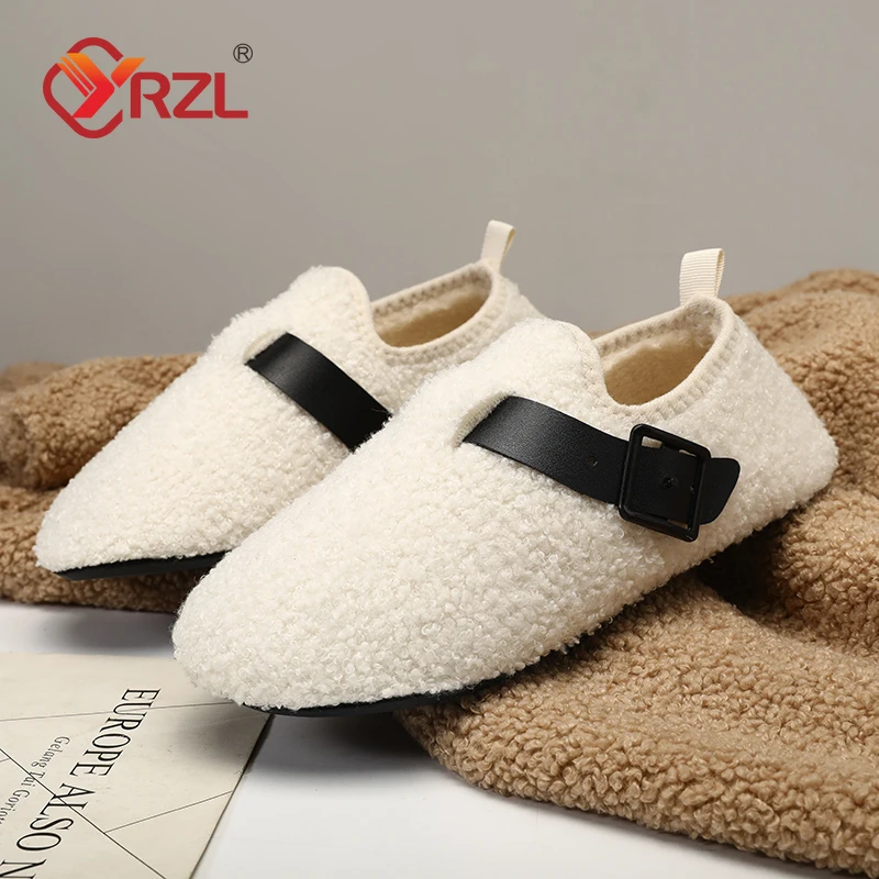 YRZL Warm Cotton Men Shoes Winter Slip on Lightweight Slippers Women Plush Bedroom Home Cotton Loafers Unisex Winter Warm Shoes