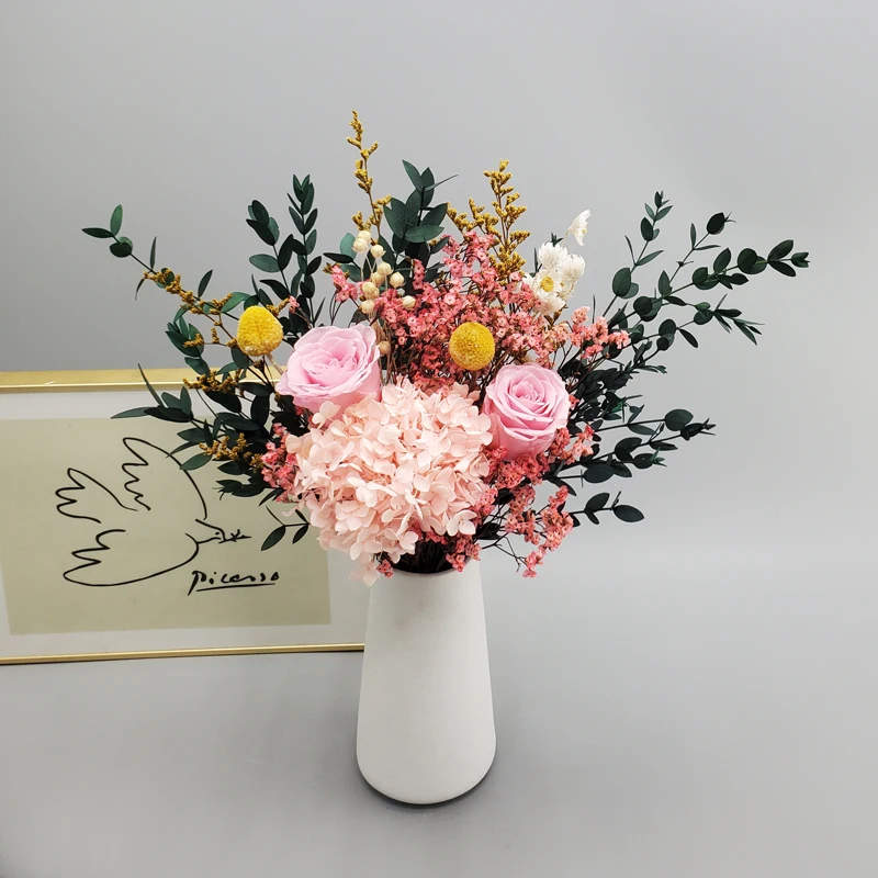 Natural Dried Flowers Roses Bouquets Wedding Decor Artifical Flower Home Vase Decorations Big Bouquet Luxury  Flower Arrangement