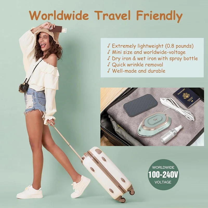 Mini Travel Iron for Clothes Portable Handle Electric Ironing Machine Fast Heating 30s Dry Wet Irons Garment Household Tools