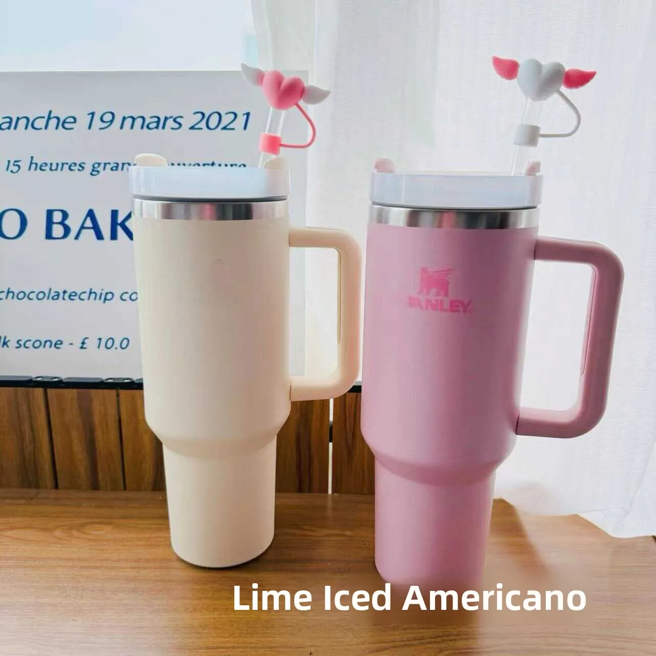  Silicone Straw Cup Stopper for Stanley Straw Cup Large Caliber Heat Resistant Love Wings Design Suitable for Girls