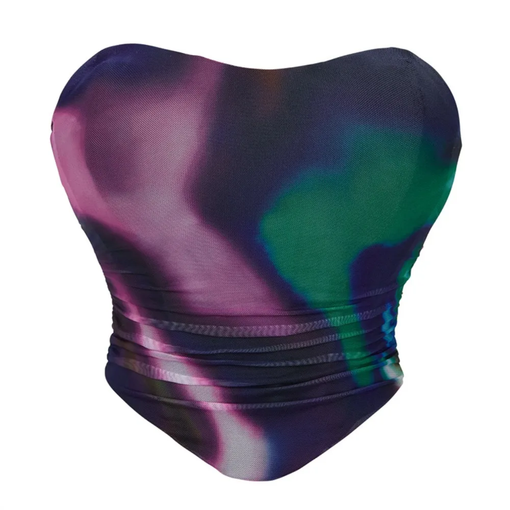 

Lenceria Bodys Sexy Mujer New Arrival Colorful Breathable Mesh Stretch Bandeau Top with Built in Bra Lingere Fetish Crop Top