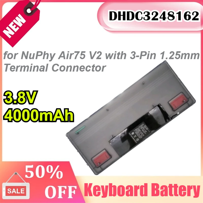 

DHDC3248162 3.8V 4000mAh for NuPhy Air75 V2 with 3-Pin 1.25mm Terminal Connector Wireless Mechanical Keyboard Battery