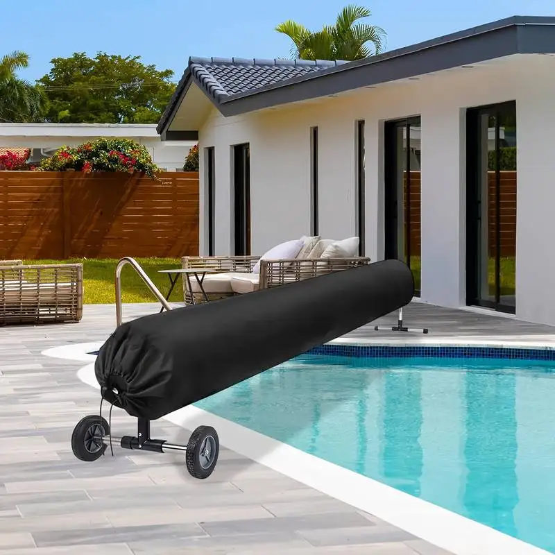 16-20FT Pool Solar Cover Reel, Heavy Duty Outdoor Blanket Storage Roller Cover, Garden Backyard All-Weather Swimming Pool Cover