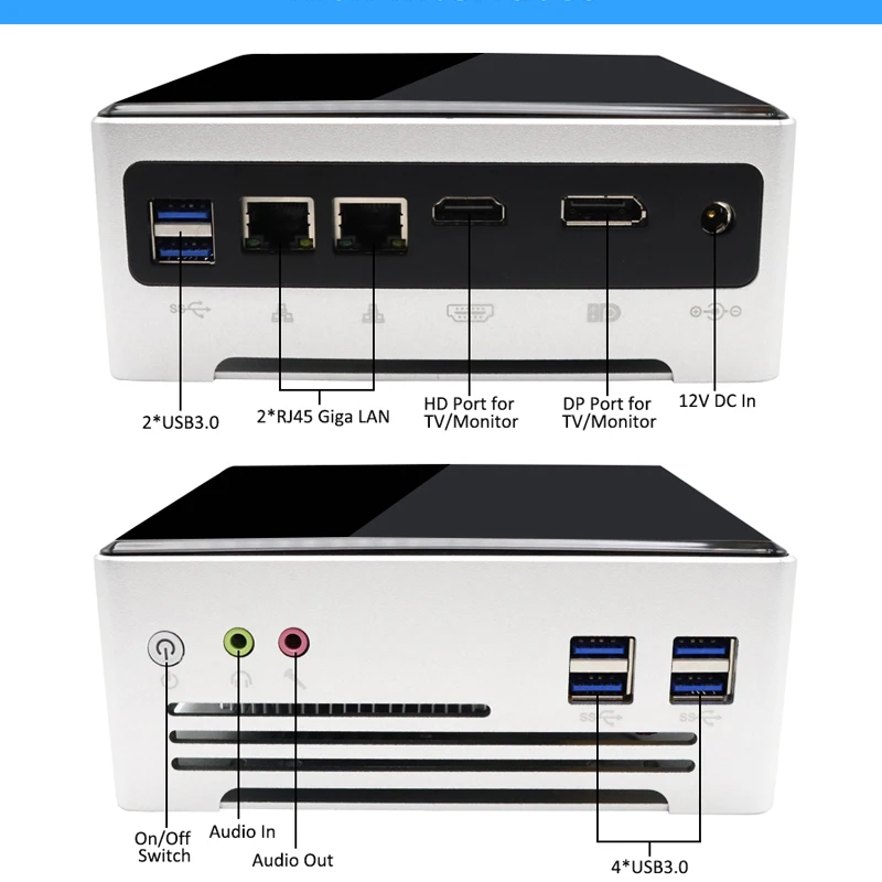 Intel Mini PC i5 1135G7 i9 10880H M.2 NVMe 2xLan 6xUSB3.0 Computer da ufficio Windows 10 Gamer NUC Dual Band WiFi HTPC