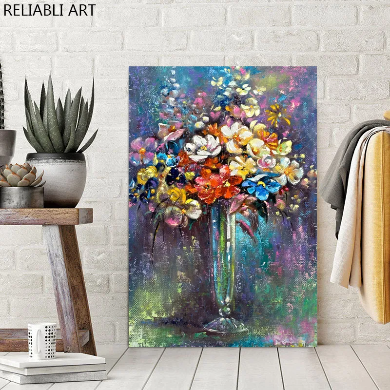 

Watercolor Abstract Flower Vase Posters Prints Canvas Oil Painting Scandinavian Wall Art Picture Living Room Decor Cuadros