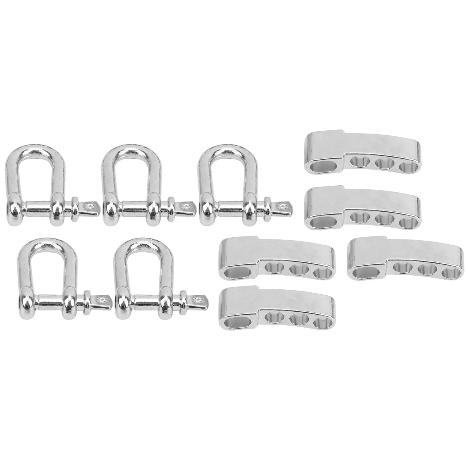 5-Piece U-Type Stainless Steel Bow Shackle Kit for Paracord Bracelets & Lanyards - Durable Survival Buckle Adjusters