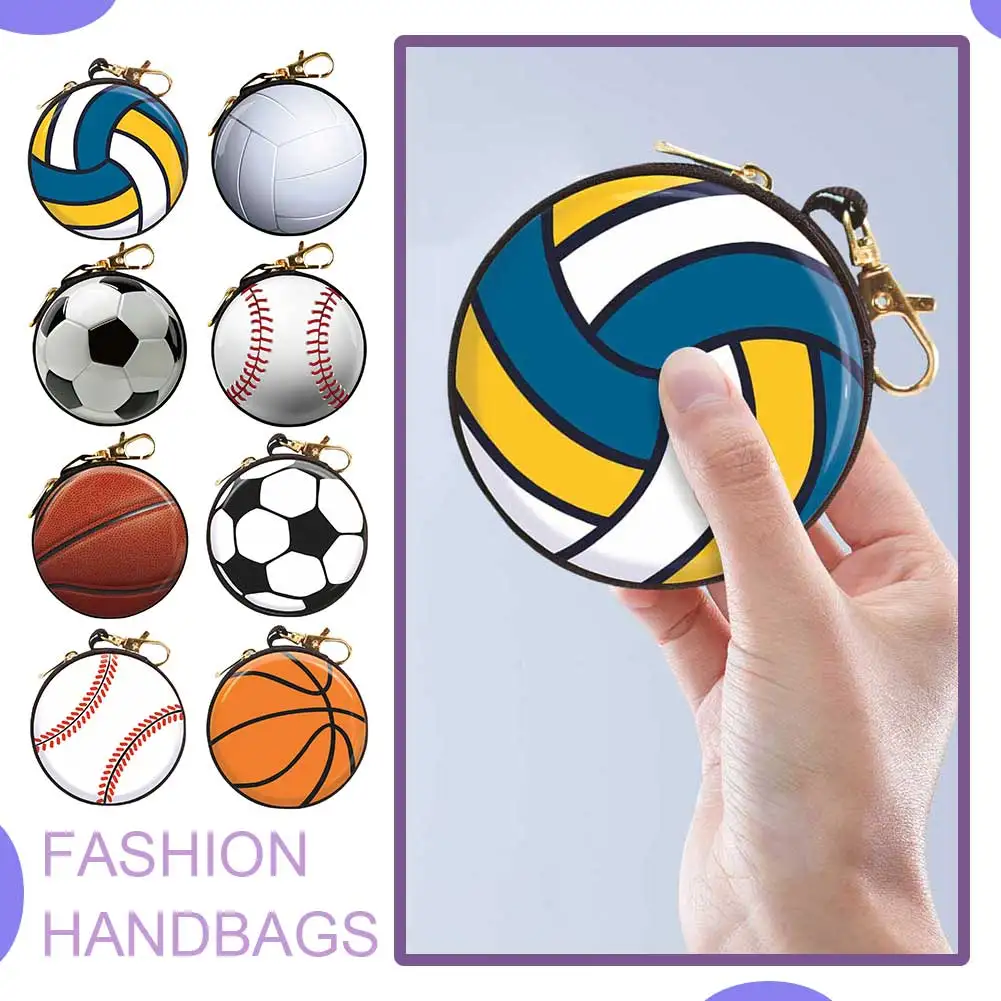 

Ball Shaped Zipper Coin Purse Creative Mini Wallet Cartoon Change Wallet Zip Coin Bag for Sports Lovers Children Birthday Gifts