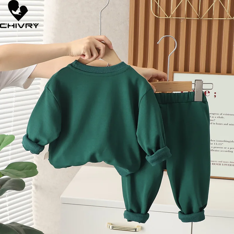 Conjunto de sudadera con cuello redondo y pantalones para bebé, ropa informal con letras de dinosaurio de dibujos animados, para primavera y otoño, novedad de 2023