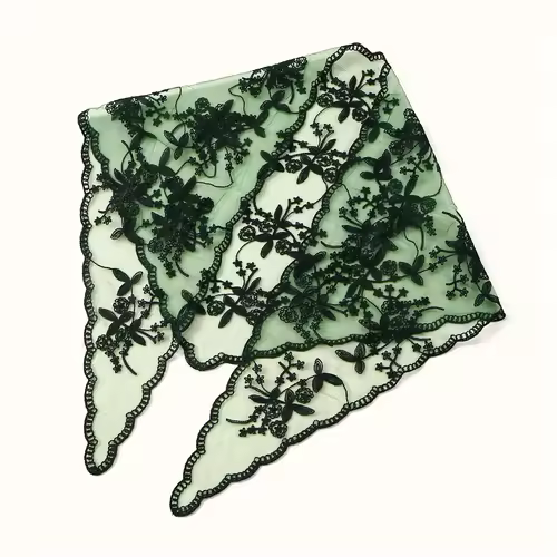 Elegant Lace Scarf Hollow Out Embroidery Foulard Bandana Solid Color Triangular Scarf Thin Vintage HandkerChiefs for Hair Woman - Image 10