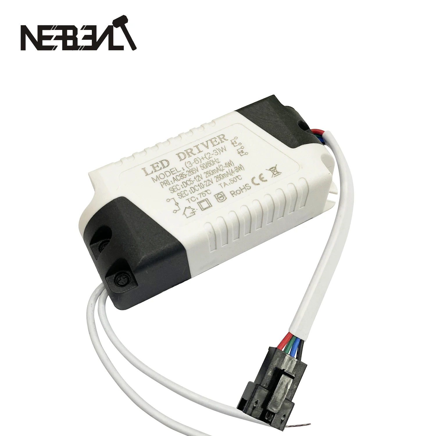 LED Driver 4+3W,6+3W Transfermer For Double Color Ceiling Lights Two Output:DC12-21V,6-14V 300mA 4pin Output Cables AC85V-265V