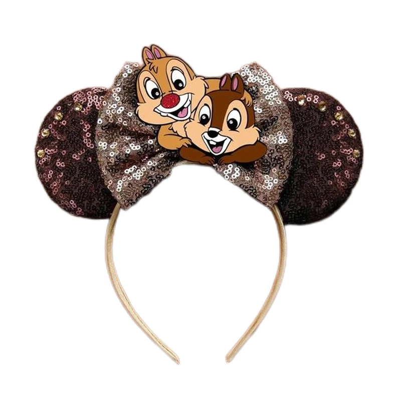 New Chic Mickey Mouse Ears Headband Halloween 2024 Bow Sequins Hairband Women Birthday Gift Girls Kids Party Hair Accessorie