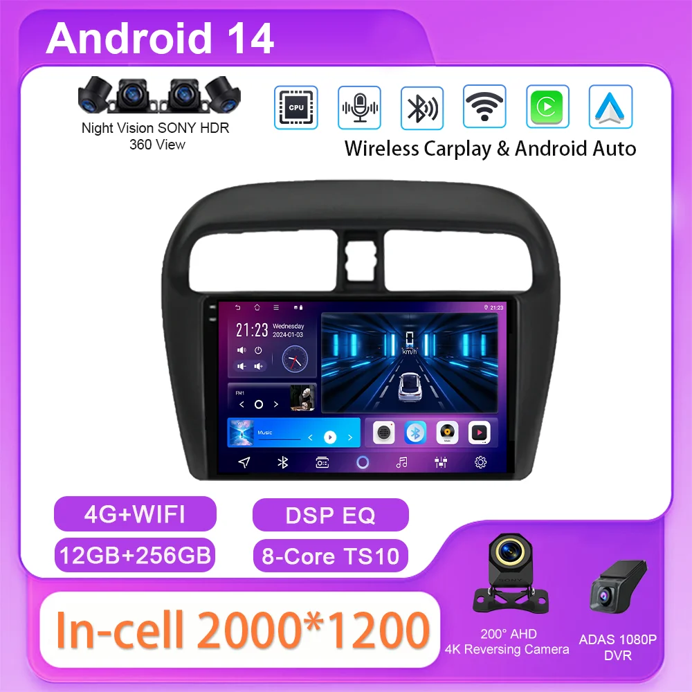 

Android For Mitsubishi Mirage 6 Attrage 2012 2013 2014 2015 2016 2017 2018 Car Radio Multimidia Player GPS Navigation 4G Carplay