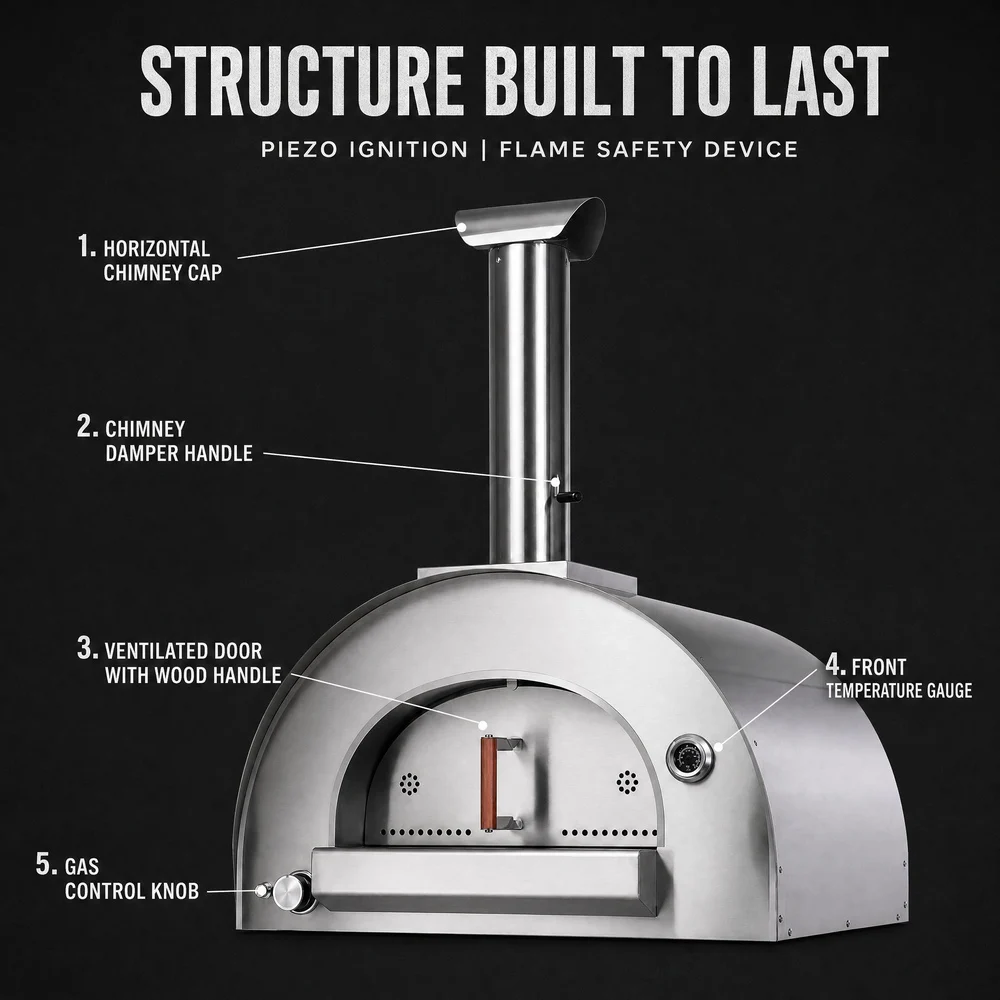 China Supply Stainless Steel Portable Outdoor Kitchen Gas Pizza Oven with Folding Design for Party Ready Use
