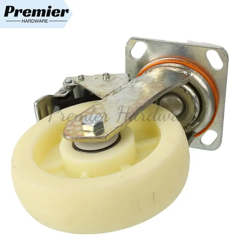 

Nylon Wheel Face Industrial Heavy Duty 6 Inch Caster: Universal Wheel with Brake Standard Load Capacity Flat Mount