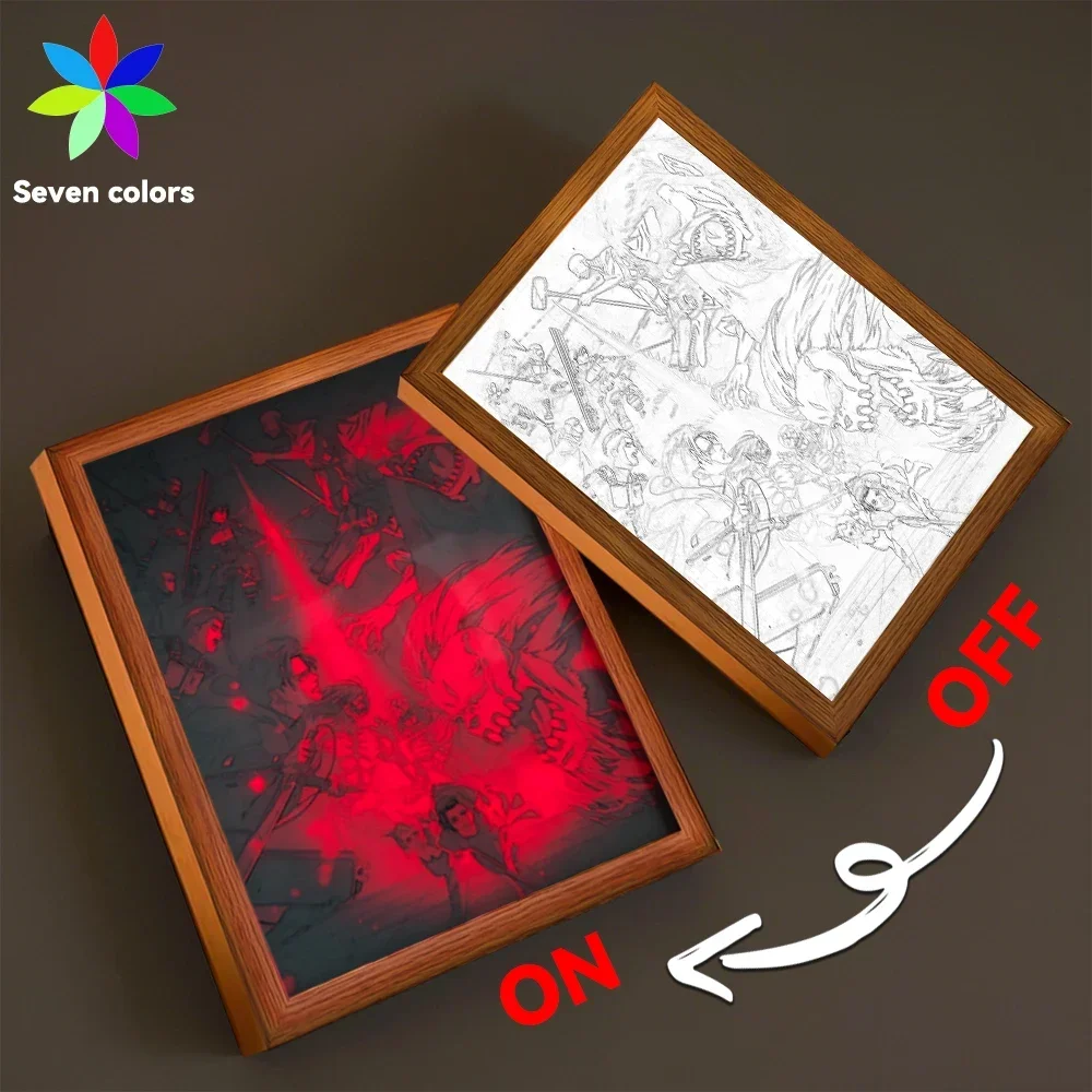 Anime Angriff auf Titan 7 Farbe Licht Malerei LED Lampe Innenraum Wand Dekor Hause Dekorative Malerei Freunde Geschenke Mond lampe
