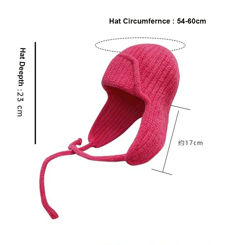 2023 Fashion Knitted Trapper Hat for Women Men Winter Knit Earflap Beanie Woman Crochet Russian Bomber Hats bonnet kpop