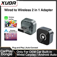 Adaptador inalámbrico XUDA 2 en 1 para CarPlay, Android Auto, caja inteligente con IA, sistemas inteligentes para coche, para VW, Toyota, Nissan, Honda, Ford, Benz