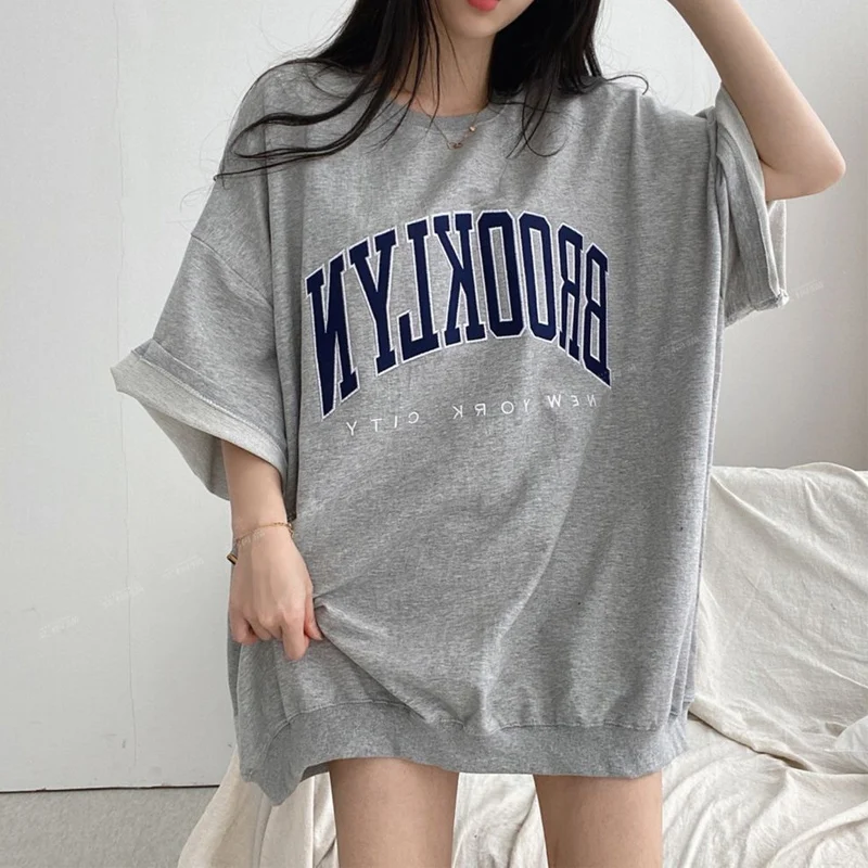 Letter Printing Oversized T-shirts Summer New Thin O-Neck Loose Short Sleeve All-match Tops Tees Casual Fashion Women Clothing