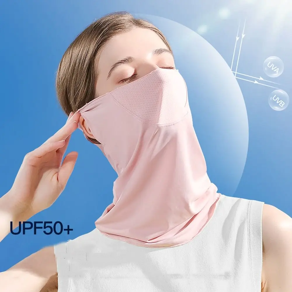 Mask Outdoor Mesh Sun Protection Anti-UV Solid Color Men Fishing Face Mask Womne Neckline Mask Summer Sunscreen Mask Ice Silk