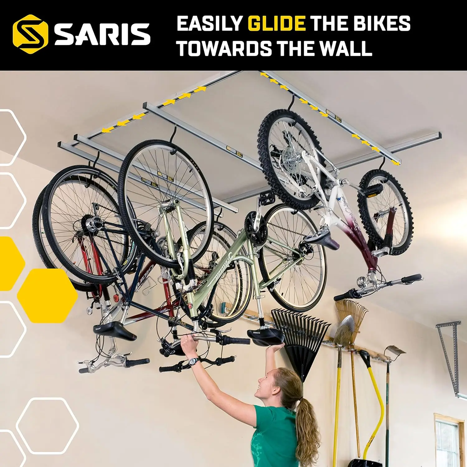 

Bike Storage, Cycle Glide Home Bicycle Parking, Ceiling Rack and Add-on-Kit