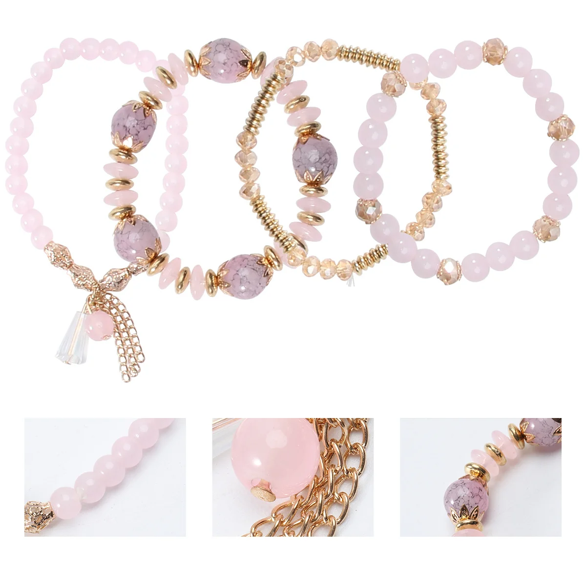 

1Pcs Elegant Multilayer Crystal Tassels Bangle Handmade Adjustable Size Simple Generous Design for Travel Business Gifts and