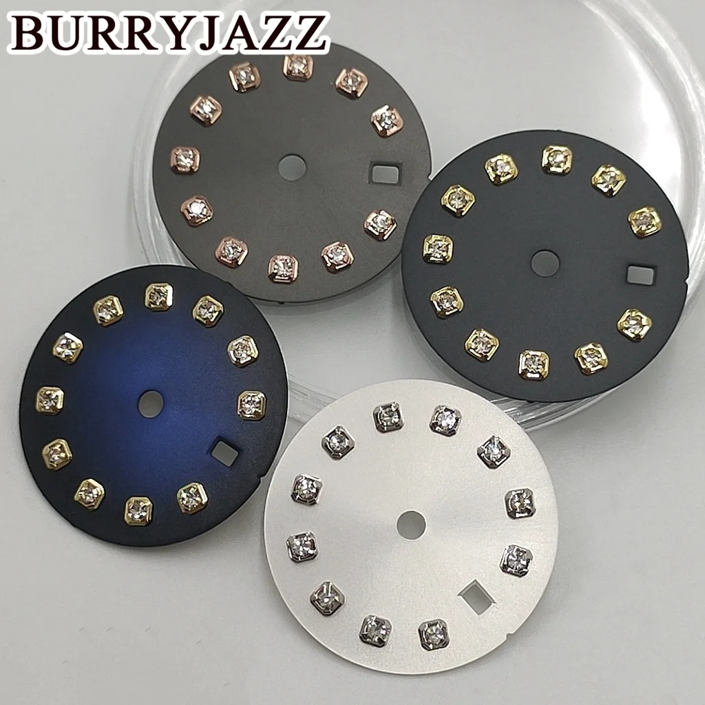 BURRYJAZZ 20.5mm No Logo NH05 Watch Dials Silver Black Blue Green Gray Dial Fit NH05 NH06 Case Crown