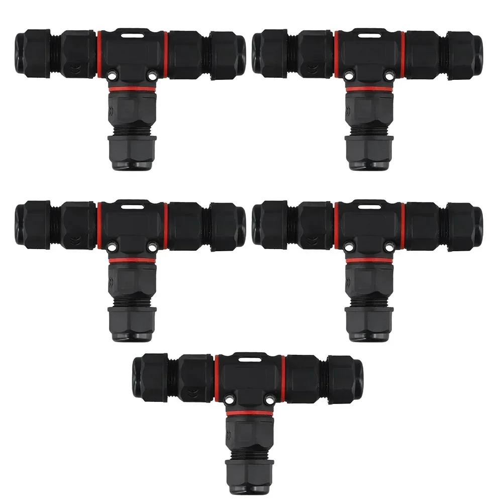 

5Pcs Cable Connectors Waterproof Connector 3-Pin Cable Connector T-Shape Junction Box Power Connectors Connector Accessories