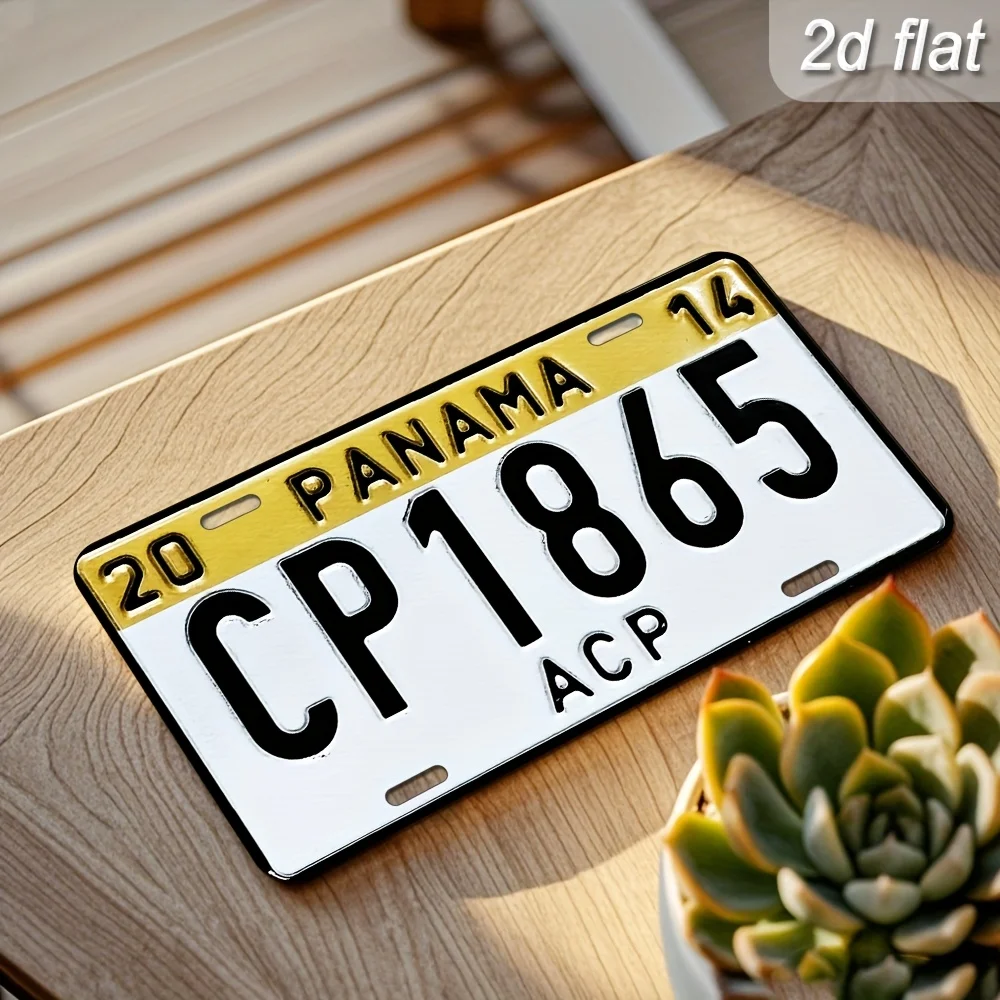 Retro Panama  Home Decor Metal Sign - , Yellow And Black  Wall Decoration, Suitable for Homes, Cafes, Bars, Clubs, Bedrooms Dust