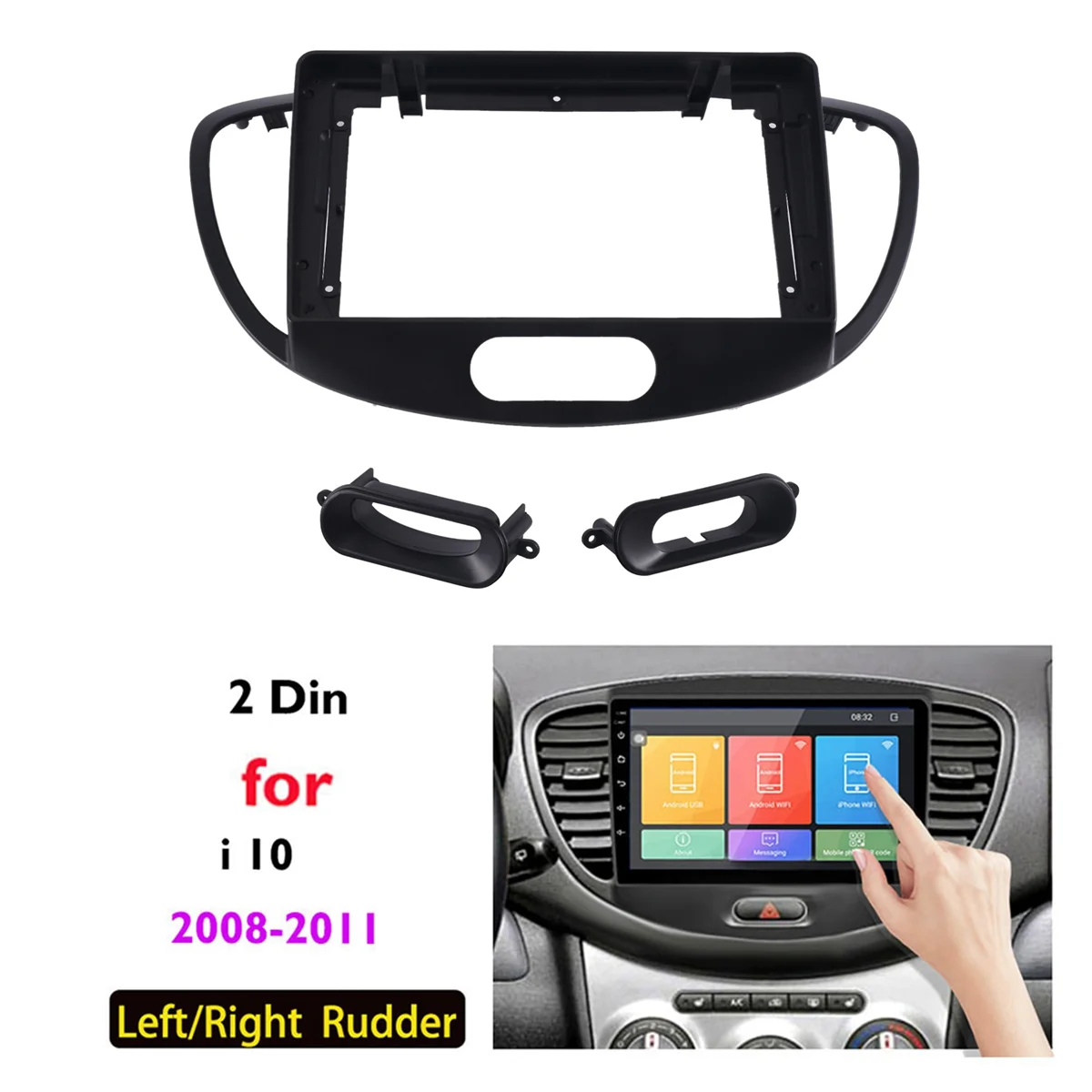 

For Hyundai I10 2008-2011 9 Inch 2 Din Car Dashboard Frame Radio Fascia Dash MP5 Player DVD Adapter Panel