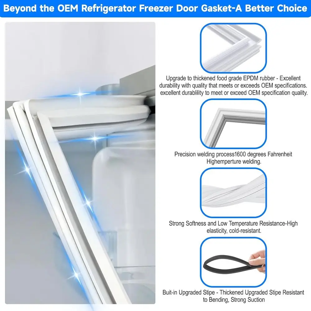 حشية باب الثلاجة الفرنسية المطورة 39.57 بوصة × 17.13 بوصة ADX73550627 متوافقة مع استبدال حشية سدادة باب الثلاجة LG #3