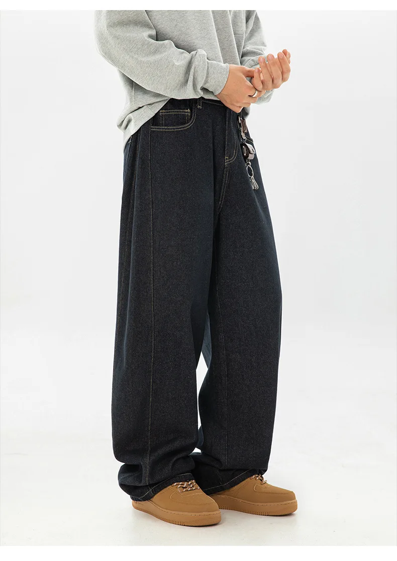 

Весна 2024, новые модные мужские однотонные повседневные модные повседневные широкие прямые джинсовые брюки, мужские джинсы, нижняя одежда