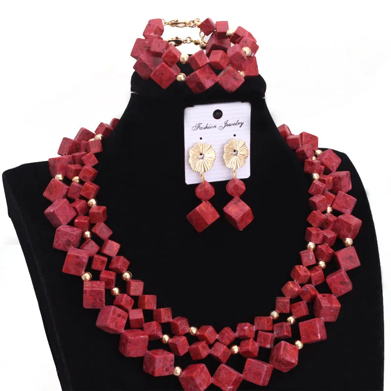 Orange 100% Pressed African Coral Beads Necklace Set Nigerian Wedding Sexy Bridal Jewelry Set Dubai 2020 Free Shipping