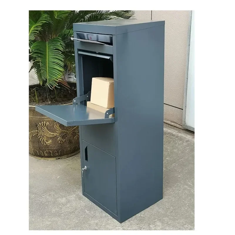 Free Standing Smart Metal Letterbox Steel Parcel Courier Dropbox with Key Lock