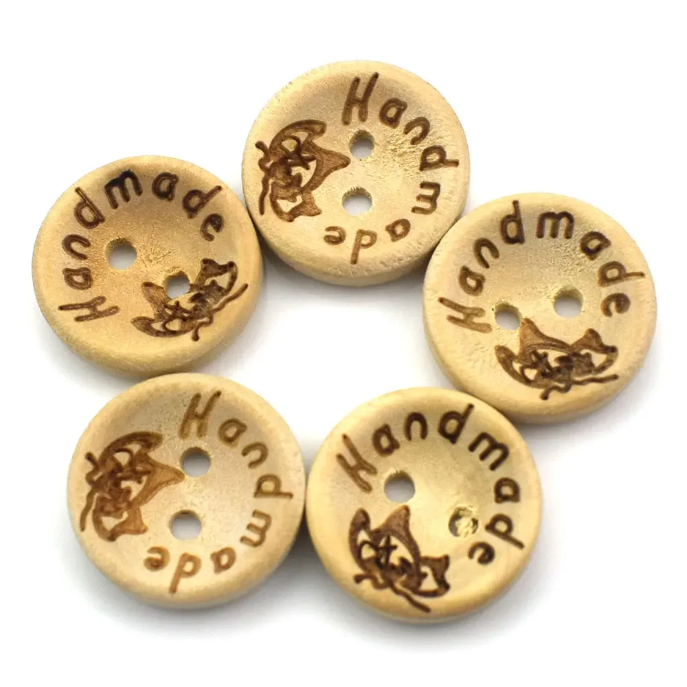 Lèvent en bois pour document naturel, lettres d'amour faites à la main, boutons en bois, artisanat de bricolage, accessoires de déclin pour bébé, 15mm, 20mm, 25mm, 50 pièces