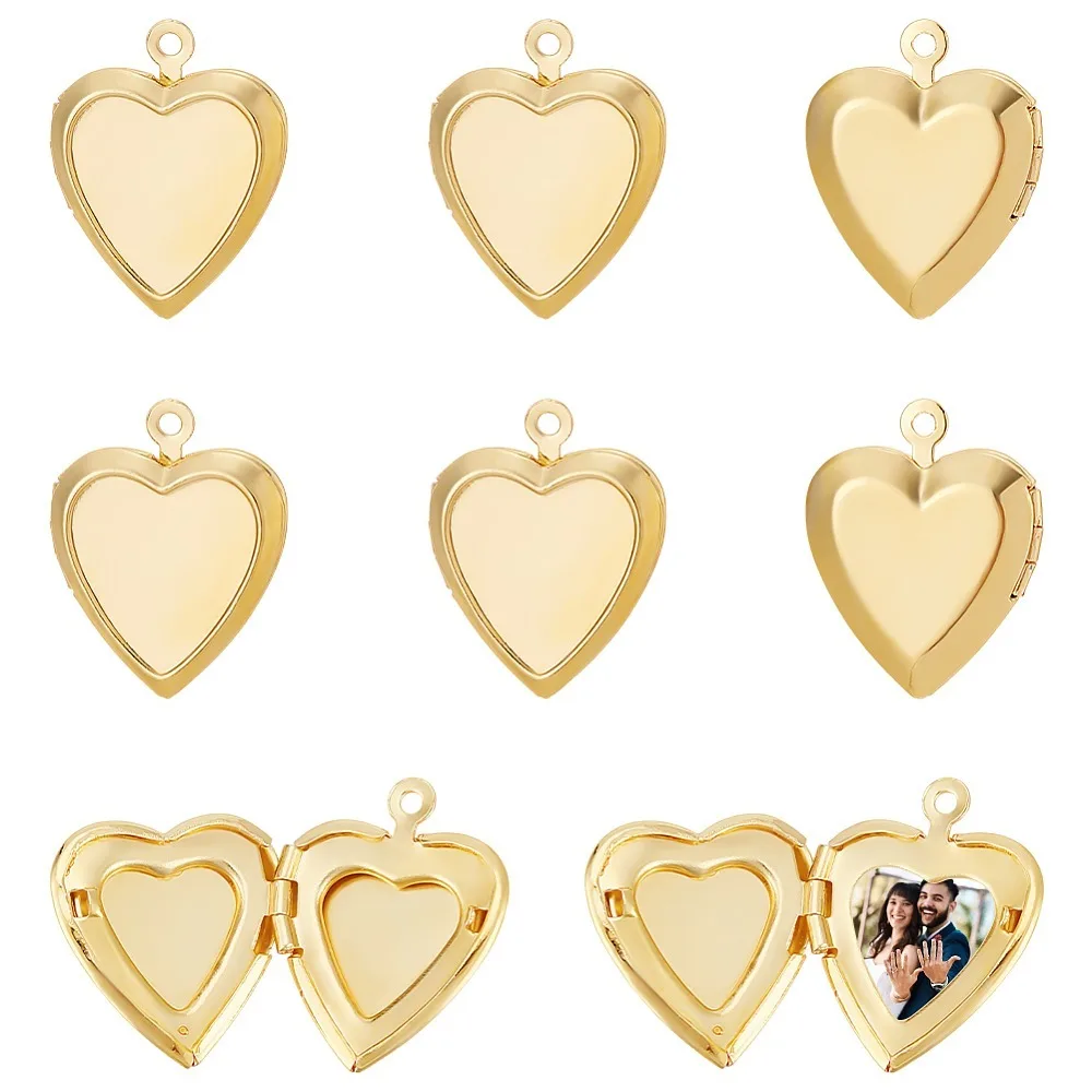 

1set Rack Plating Brass Locket Pendants Long-Lasting Heart 21x17x4mm Hole: 1.5mm