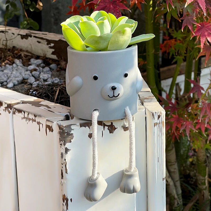 Cute Doll Flowerpot Green Potted Plants Container Home Courtyard Garden Decoration Resin Handicrafts Ornament Gift
