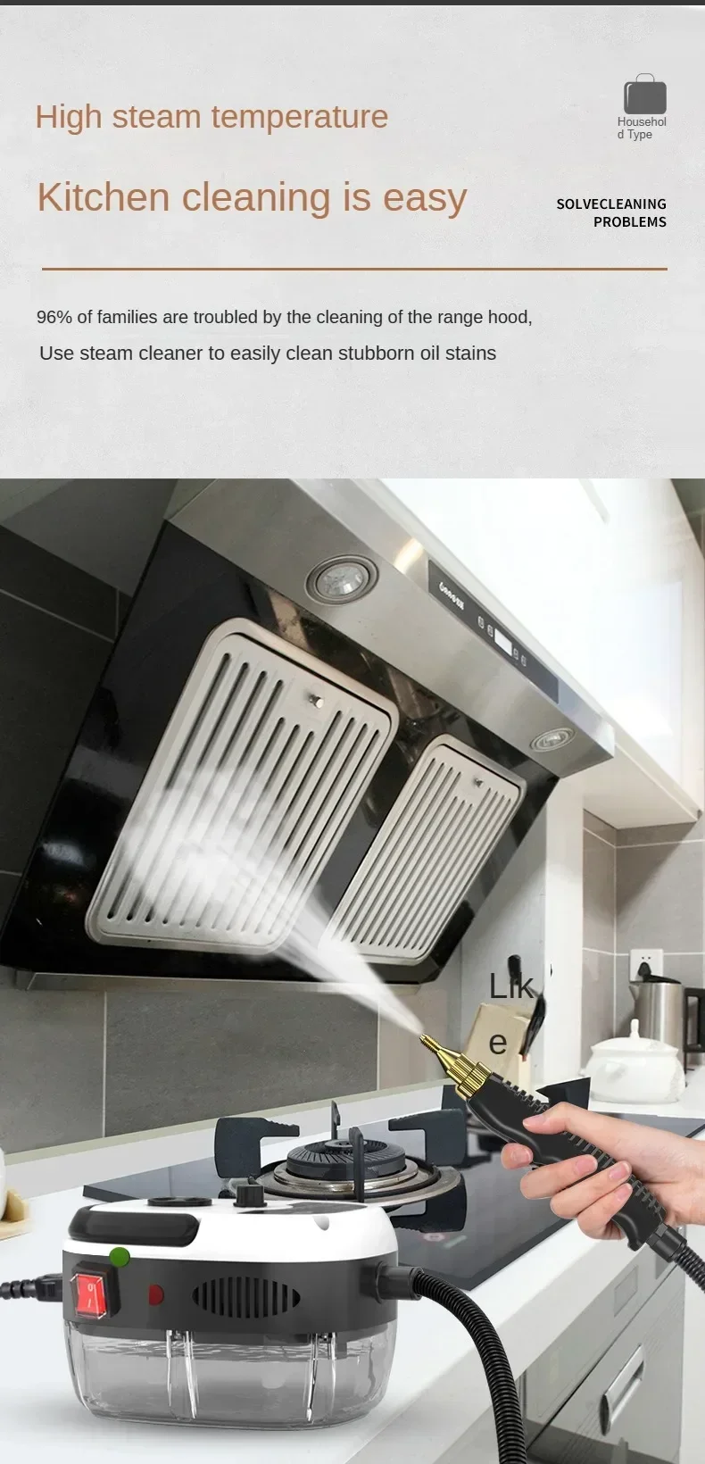 2500 W Handdampfreiniger, Hohe und Temperatur, Klimaanlage, Küchenhaube, Auto-Dampfreinigungsmaschine, Boden- und mehr Reinigung – Detail 9