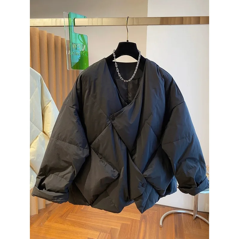 

Senior Design Sense Niche Loose Casual A-shaped Version V-neck Cotton Clothes Women's Winter Warm Cotton-padded Clothes Jacket