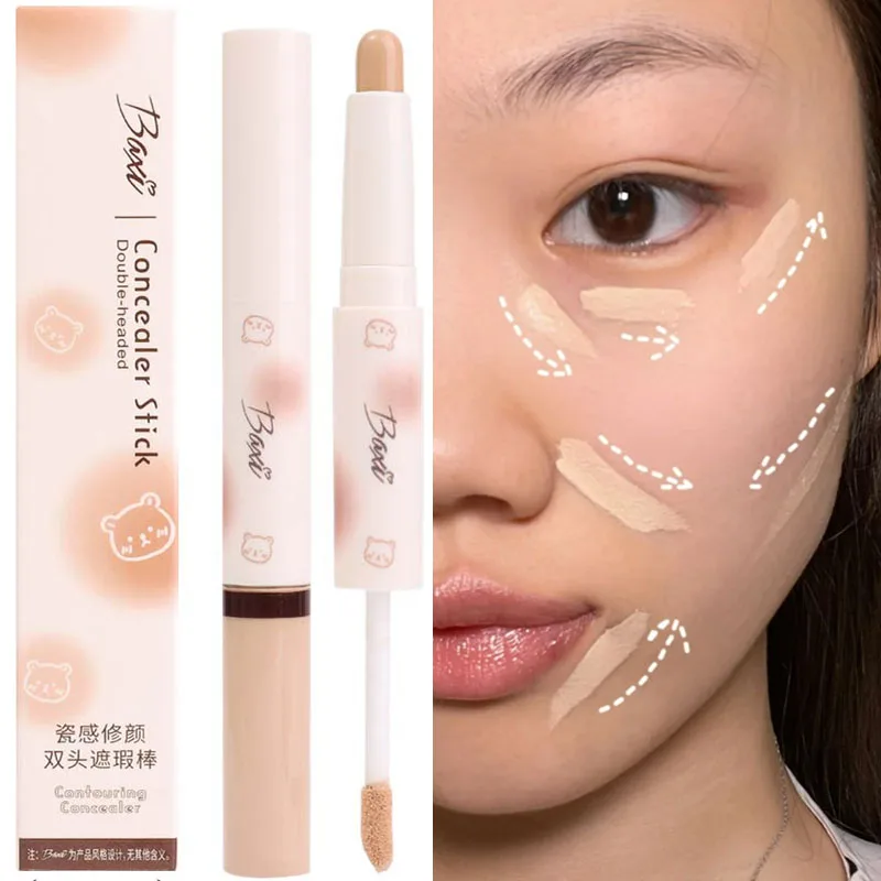 Double-ended Liquid Concealer Pen Waterproof Full Coverage Dark Circle Acne Lasting Lying Silkworm Pencil Korean Makeup Cosmetic