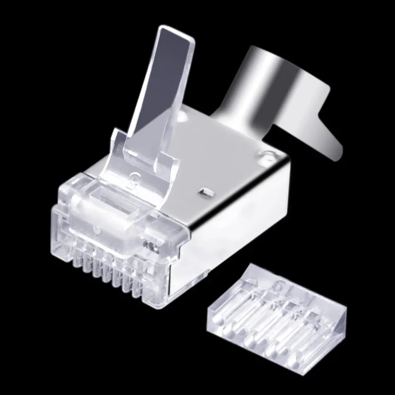 FTP موصلات Cat6 قطعتين 50u مطلية بالذهب جيجابت 8P8C Cat6a Cat5e كابل توصيل إيثرنت ينتهي مع ذيول 30 قطعة