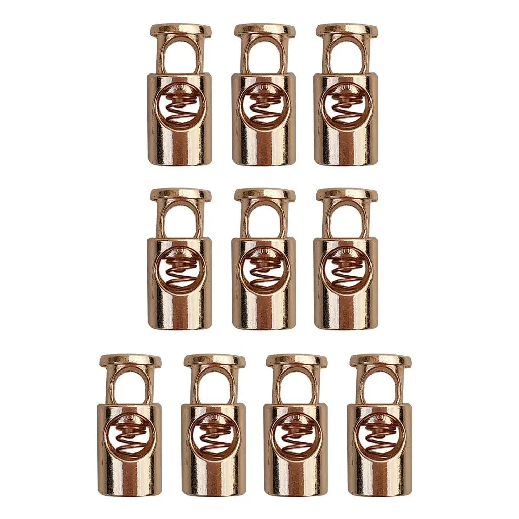 Golden Zinc Alloy Cord End Lock Stopper Spring Toggle Shock Cord Buckle for Luggage Paracord Clothing