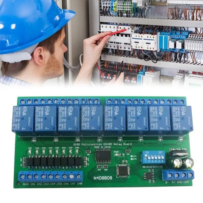02DC High Capacity 8 Channel Relays Module with RS485 Communication 8 Channel RS485 Control Module Multifunction for Projects