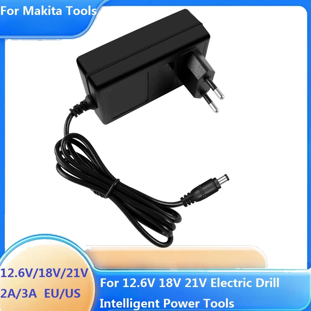 21V 12,6V Lithium-Batterieladegerät 2A 3A für 18V Elektrobohrer Intelligenter Elektrowerkzeug-Adapter Transformator für Makita-Batterie