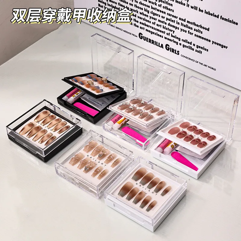 10PCS 2 Layers Press on Nail Storage Box Acrylic Nail Display Box Artificial False Nail Box Nail Tips Organizer Manicure Tools