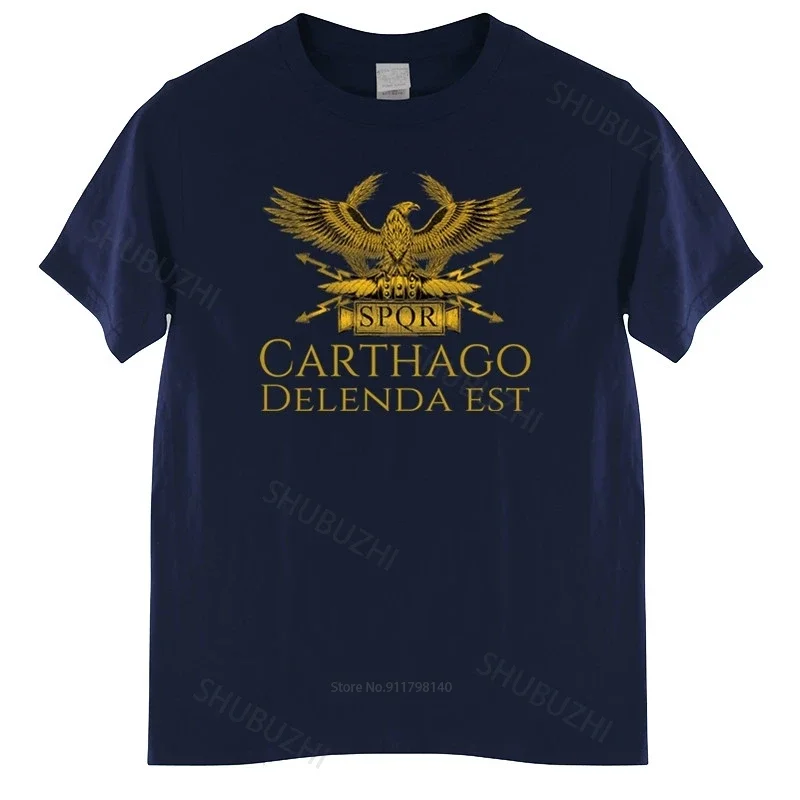 Men Cotton T Shirt Summer Brand Tshirt Ancient Classical Roman History Carthago Delenda Est Latin Quote SPQR T Shirt Imperial