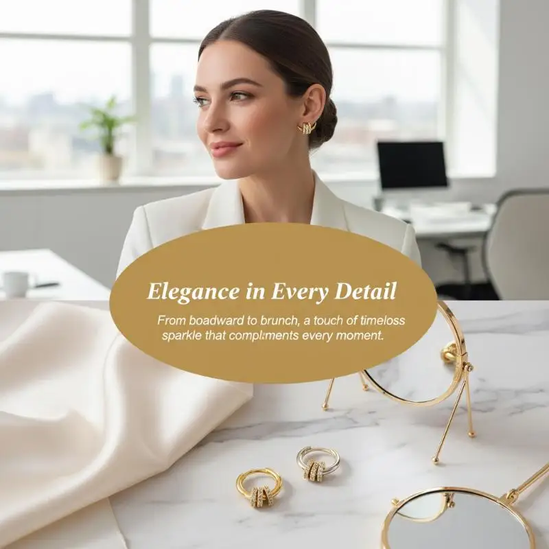 Silver Color Two Wear Methods Small Circle Rhinestone Earrings Women
