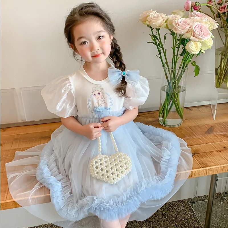 Disney Girls Dress Summer Baby Clothes Kids Dresses Princess Party Costume For Children Outfits Clothing Frozen Elsa 2-8Y